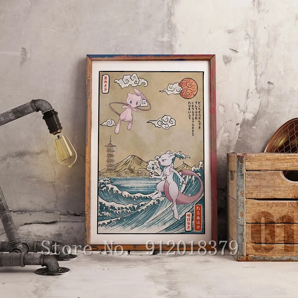 

Bandai Pokemon Anime Art Posters and Prints Canvas Wall Art Charizard Blastoise Japanese Manga Painting for Kids Room Home Decor