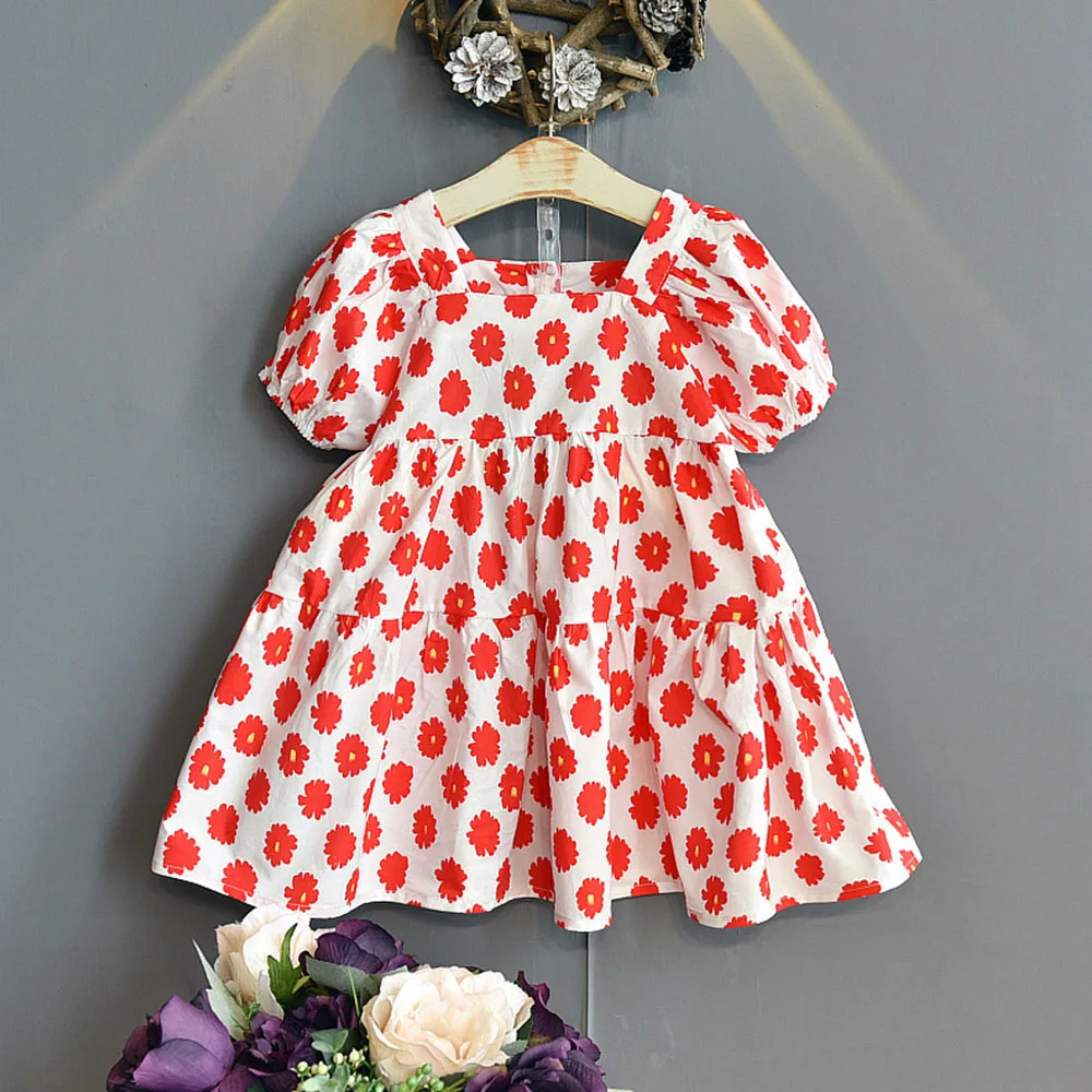 Повседневные Вечерние платья для девочек модные с цветочным принтом платье