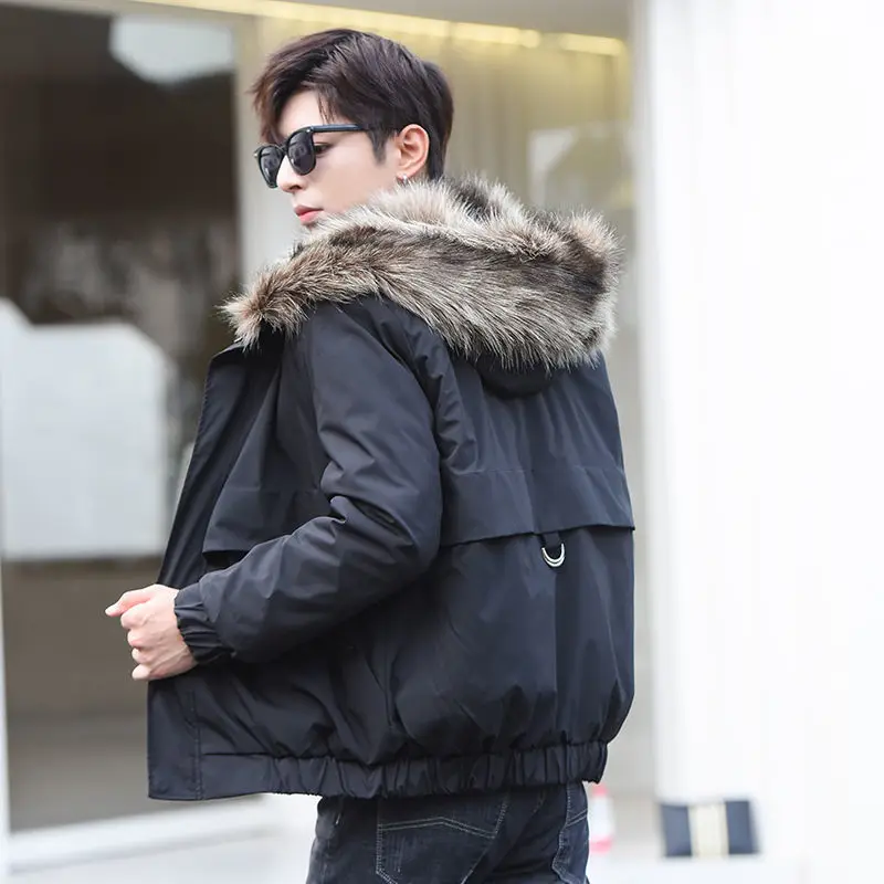 Men's Winter Coats Warm Jacket for Men Short Faux Fur Liner Coat Faux Fur Coat Men