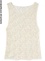 pailete women 2022 fashion pointelle knit crop tank tops vintage o neck sleeveless female camis mujer