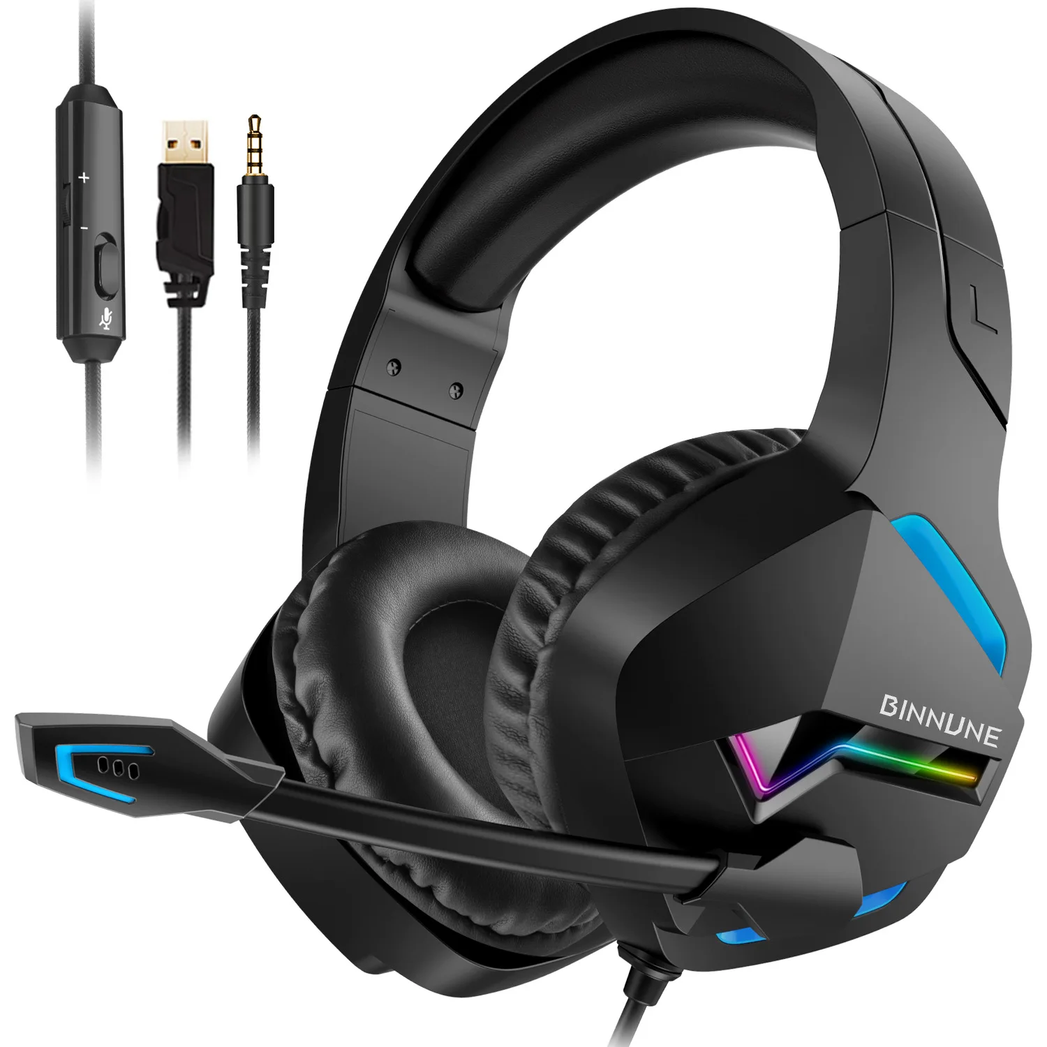 

BINNUNE BG01 Over Ear Gaming Headset Noise Cancelling 3.5mm Wired Game Headphones with Microphone Gamer