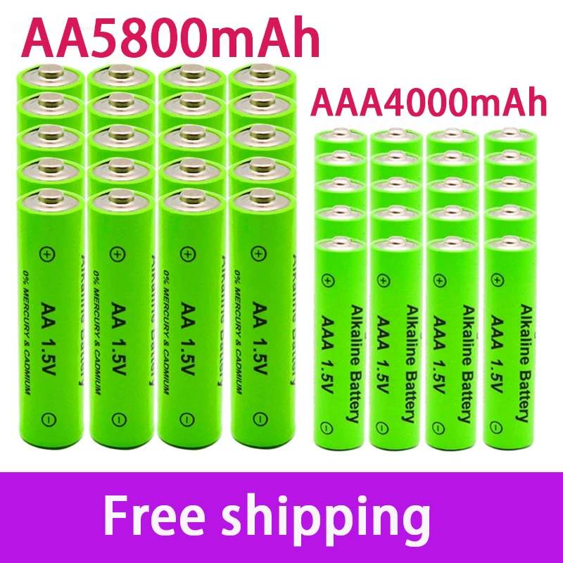 

AA + AAA перезаряжаемая щелочная батарея AA 1,5 в 5800 мач/1,5 в AAA 4000 мАч, фонарик, игрушки, часы, mp3-плеер, замена никель-металлогидридной батареи