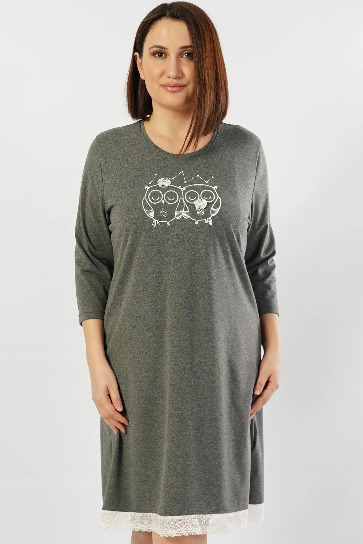 

Женская новая кружевная ночная рубашка с рукавом 34