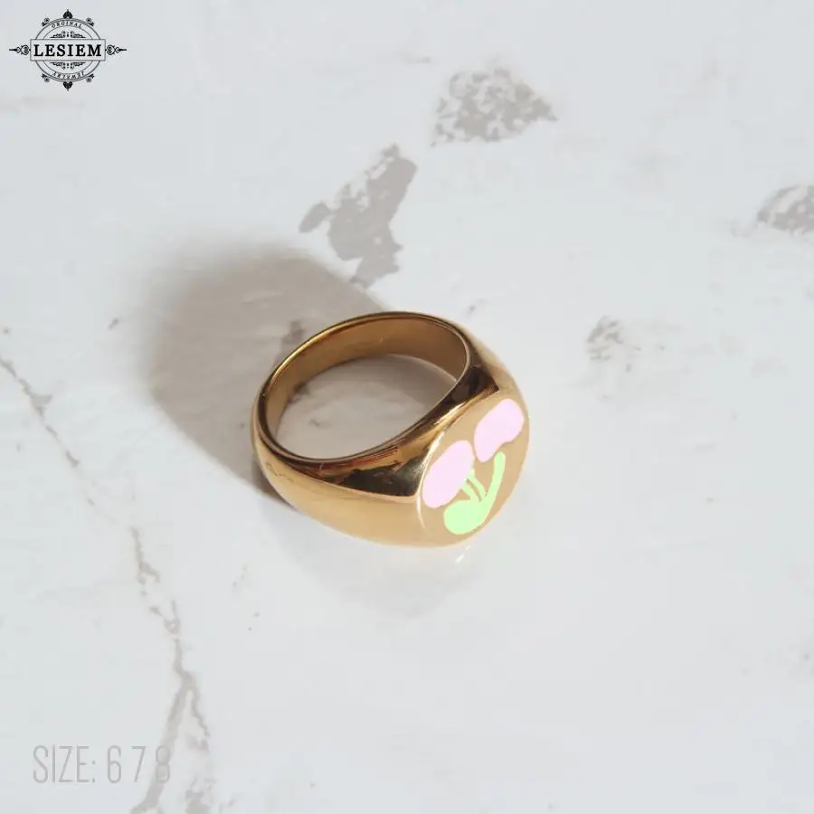 LESIEM Горячая новинка Модные Позолоченные обручальные кольца богини Сакура цветы