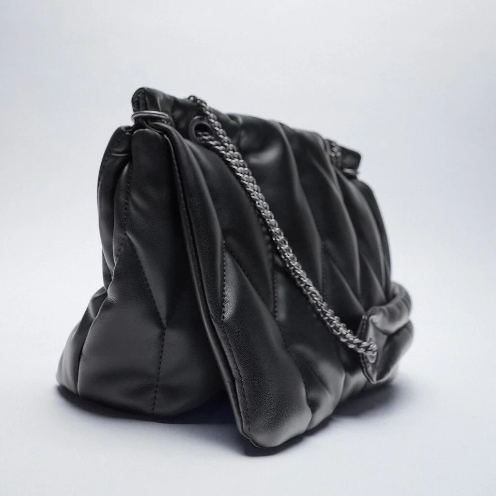 

Luxury Thick Chain Design Fashion PU Leather Shoulder Bags for Women 2022 Handbag Quilted Padded Crossbody Bags Winter Brand Sac