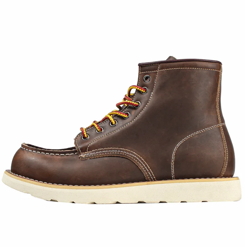 

Genuine Leather Martin Boots Men's Retro Round Head Work Boots Leisure Outdoor High Top Men Sneakers Botas Hombre
