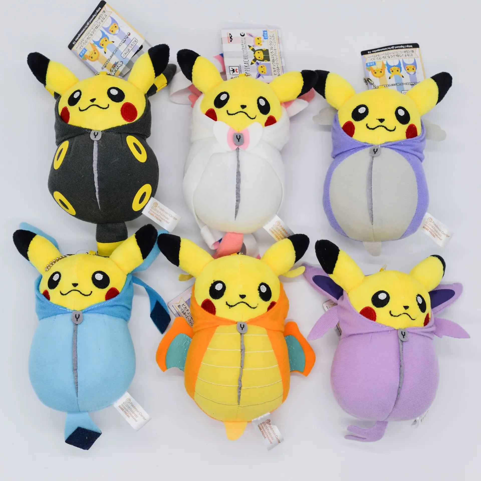 

6pcs Pokemon Pikachu sleeping bag transformed into Ibrahimovic plush toy backpack pendant PP soft stuffed children's toy gift