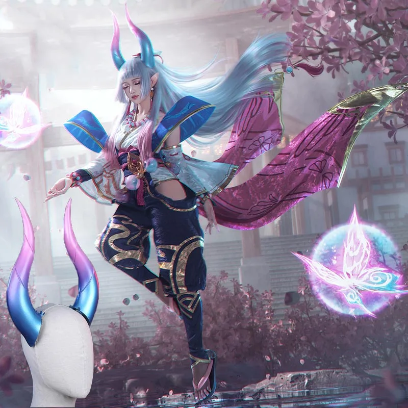 Фото Женский костюм-кимоно для косплея, парик для Хэллоуина из игры «LOL», «синдра», «Spirit Blossom», 20 см №1