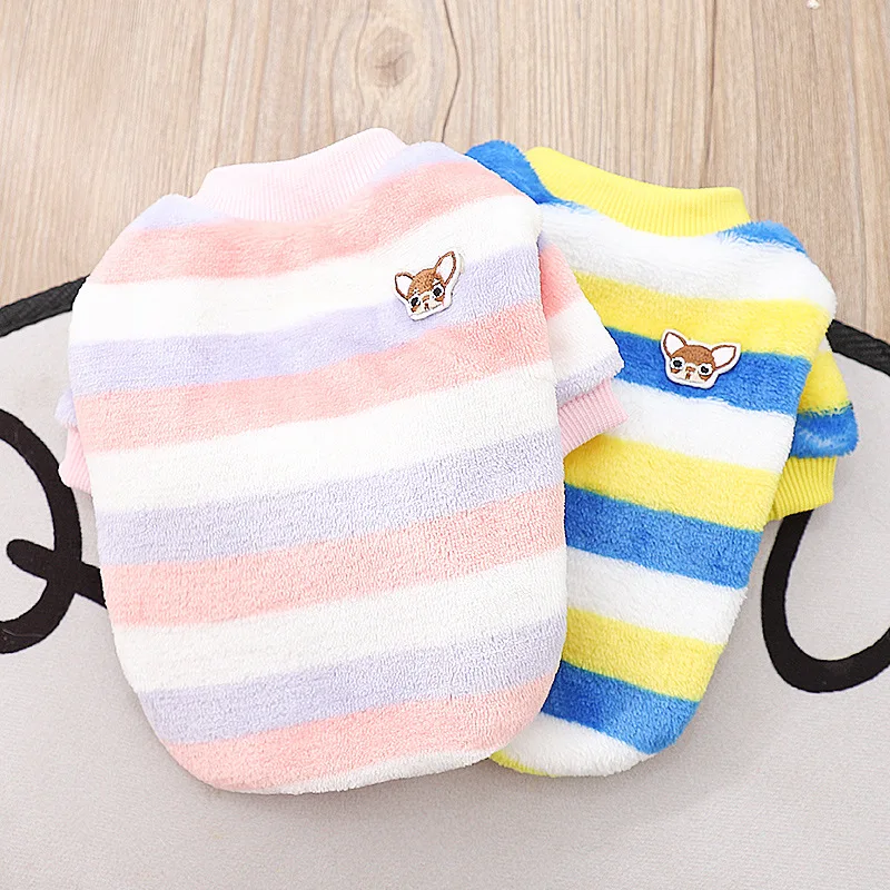 

Rainbow Fleece Dog Cat Clothes Spring Clothes Pomeranian VIP Pet Teddy Round Neck Shirt Two-legged Clothes Clothes For Pets