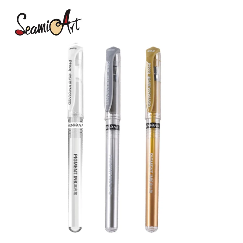 SeamiArt 1pc 1mm Gold Silver White Metallic Marker Pen Gel P