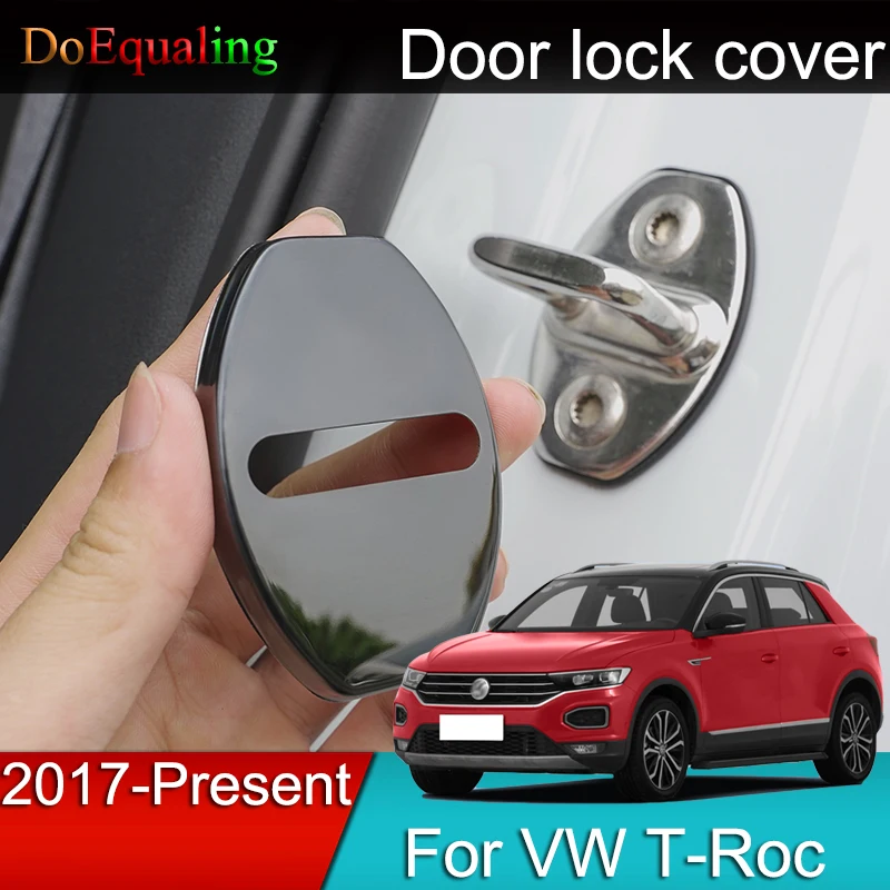 

For Volkswagen VW T-Roc T Roc 2022 2021 2020 2019 2018 Car Door Lock Covers Caps Protective Case Stainless Steel Accessories