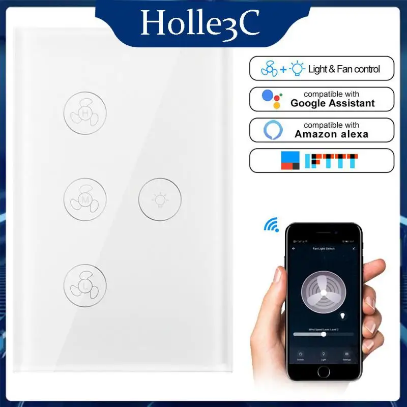 

2/4/6PCS Tuya Wall Light Us Fan Switch Timing Wireless Remote Control Smart Wifi Fan Light Switch Remote Various Speed Control