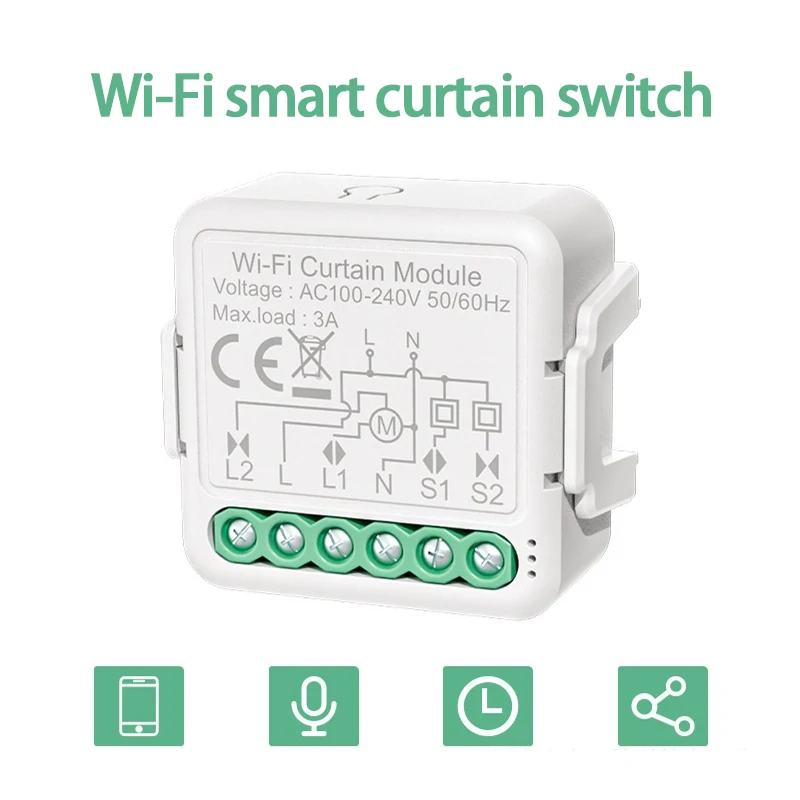 

1~6PCS Wireless Mini Smart Switch Hands-free Remote Control Curtain Switch Support Amazon Alexa Google Home Wifi Curtain Switch