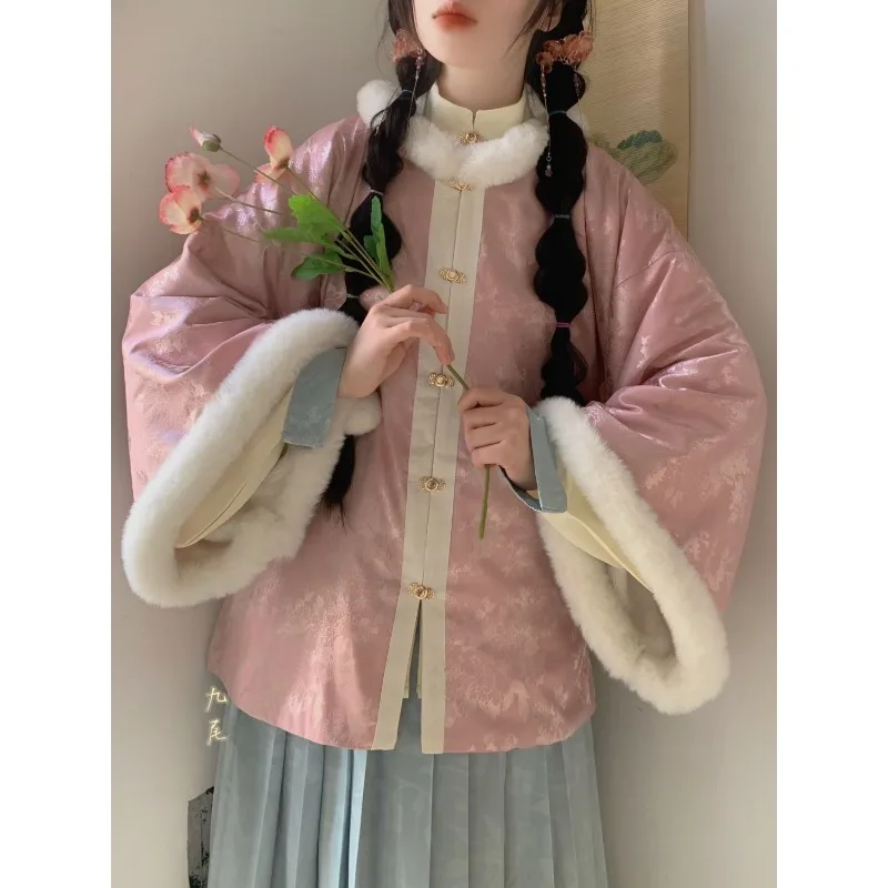 Китайский традиционный женский топ ханьфу в стиле династии Мин с круглым вырезом