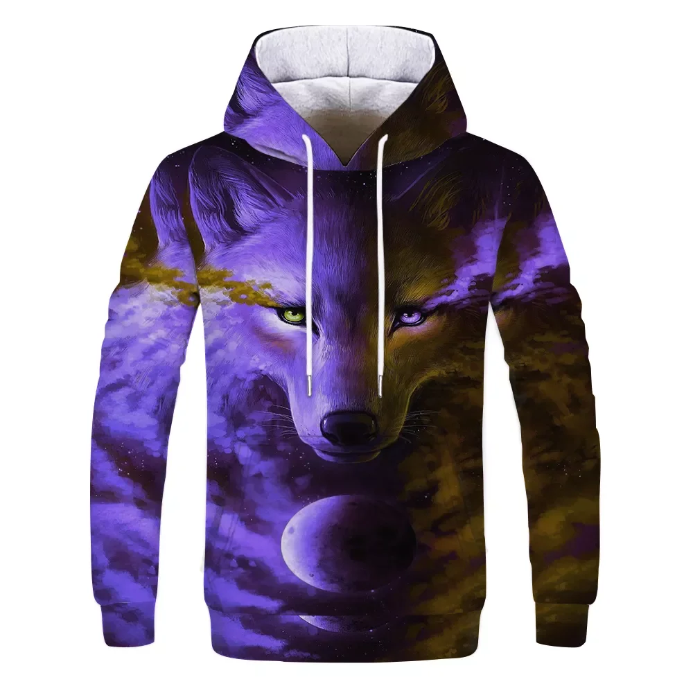 

2023New Fashion Wolf Tiger Animal Hoodie Men's 3D Hoodie Autumn And Spring Hip Hop Casual Sweatshirts XXS-4XL Men Clothing C