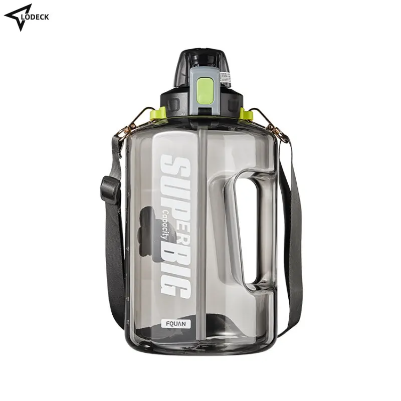 

Большая Спортивная бутылка для воды объемом 2 литра со шкалой, большой чайник для фитнеса, переносная пластиковая многоразовая бутылка для ...