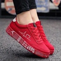 fashion women vulcanized shoes sneakers ladies lace up casual shoes breathable canvas lover shoes graffiti flat zapatos hombe