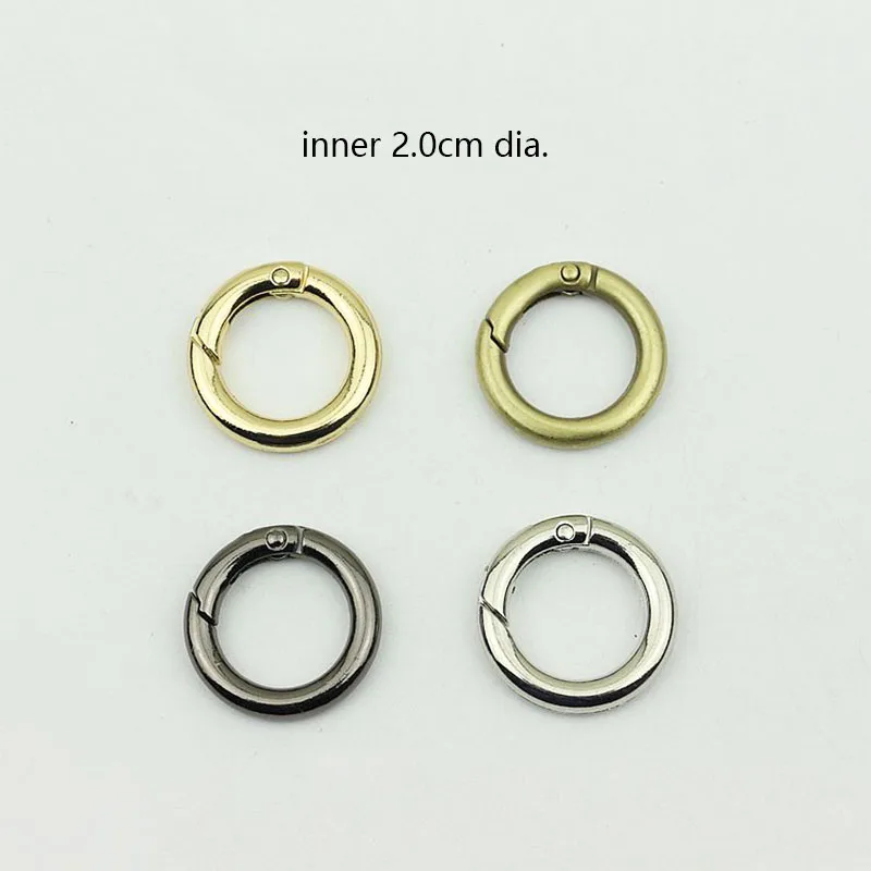 50pcs 15-38mm Metal Spring O Rings Buckle Openable Key Ring Round Hook DIY Bag Belt Strap Chain Buckles Snap Clasp Leather Craft