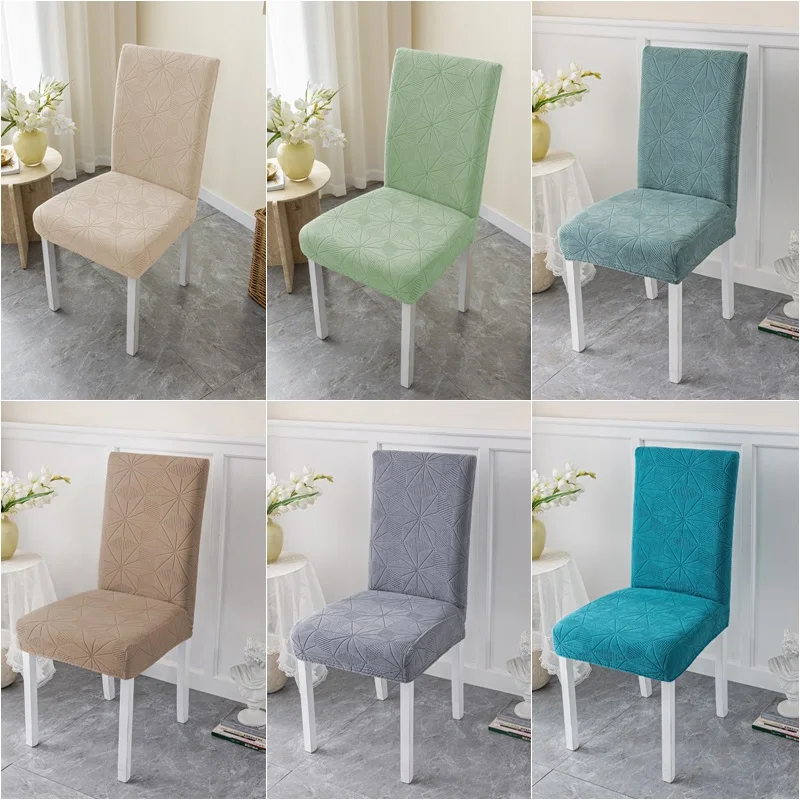 

Spandex Jacquard Dining Chair Covers Solid Color Stretch office Chair Covers Elastic Non Slip Seat Slipcovers Housse de chaise