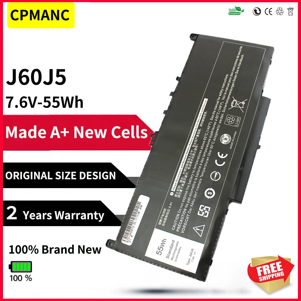 CPMANC Новый J60J5 Сменный аккумулятор для ноутбука Dell Latitude E7270 E7470 J60J5 R1V85 MC34Y 242WD 7,6 V 55Wh