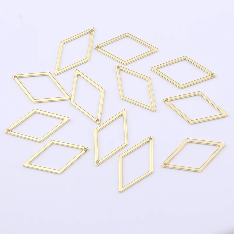 Полые открытые геометрические подвески для бижутерии, аксессуары для поделок, 20 шт., золотистого цвета, 33 х19 мм