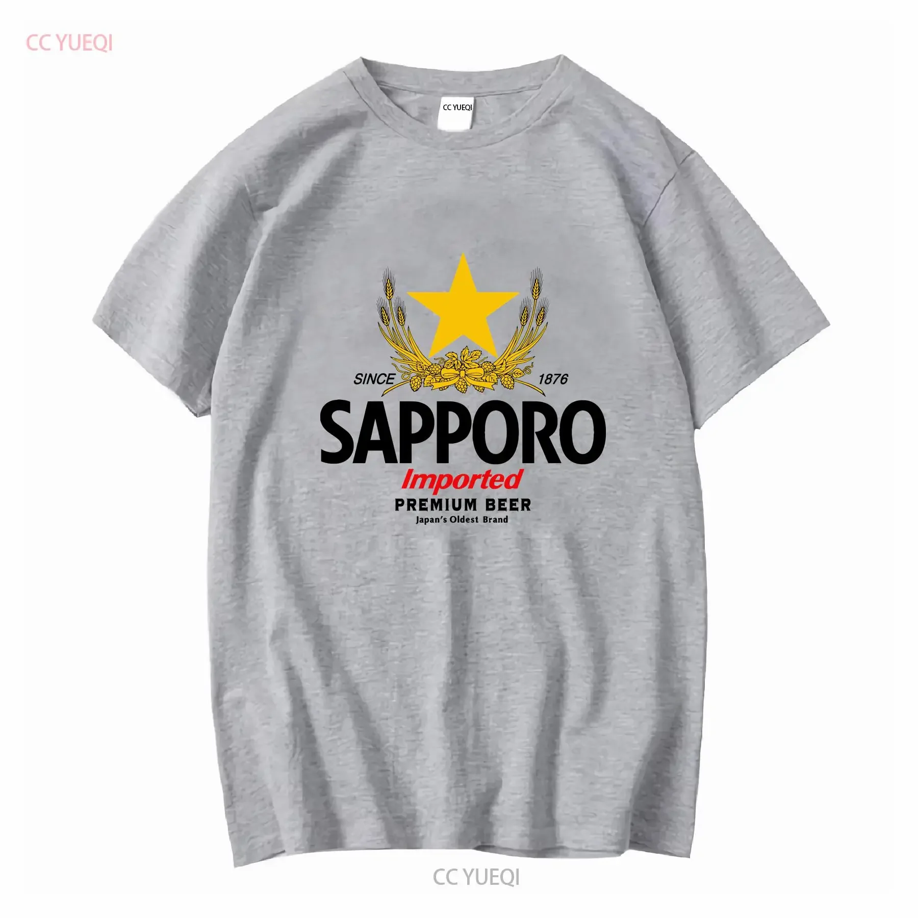 Фото SAPPORO Brewery, японская пивная футболка с длинными или короткими рукавами, винтажный стильный мягкий топ с рисунком для повседневной носки, мода №3