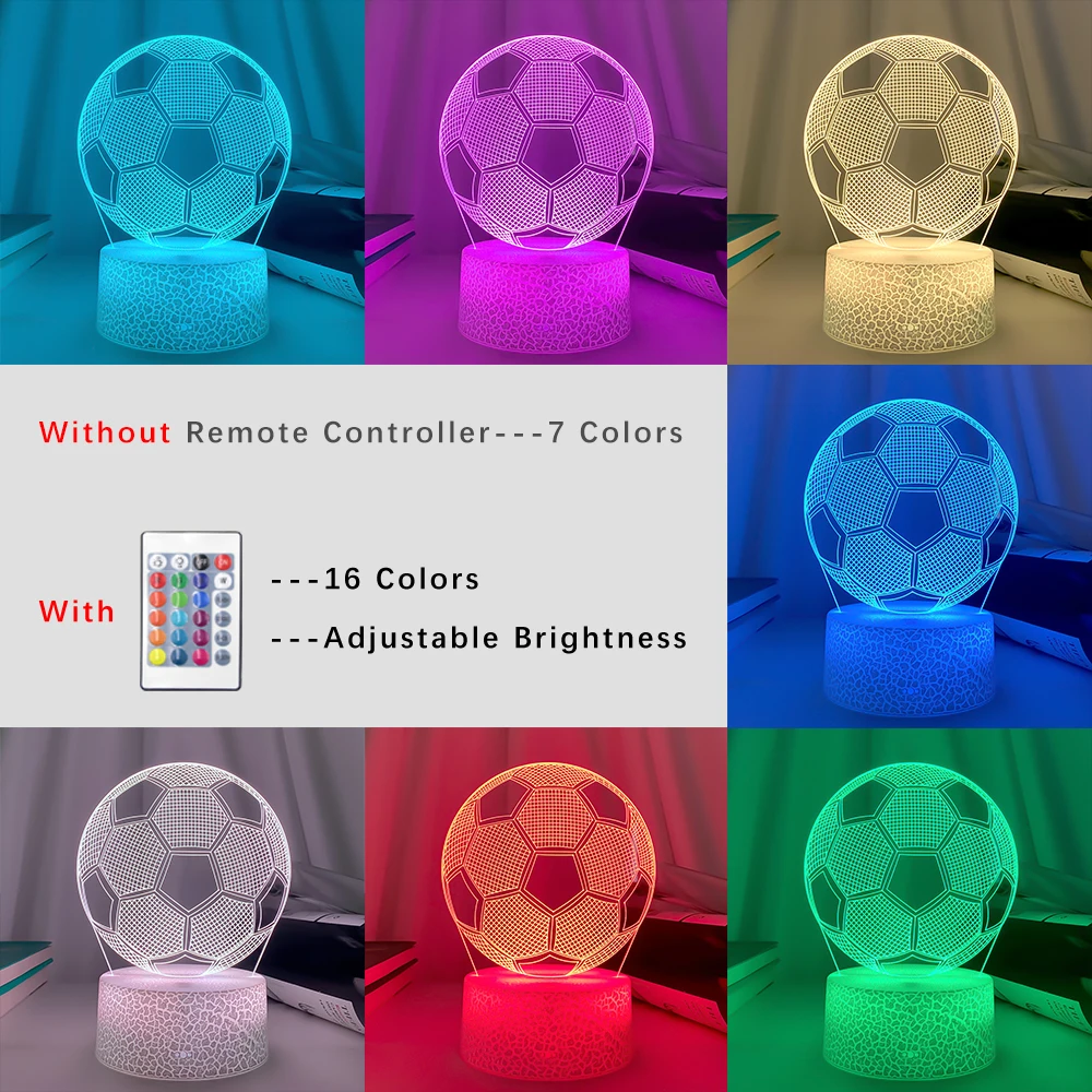 

3D LED Night Light Football Ball Touch Sensor Table Lamp Remote Nightlight for Kids Bedroom Decoration Soccer Child Gift