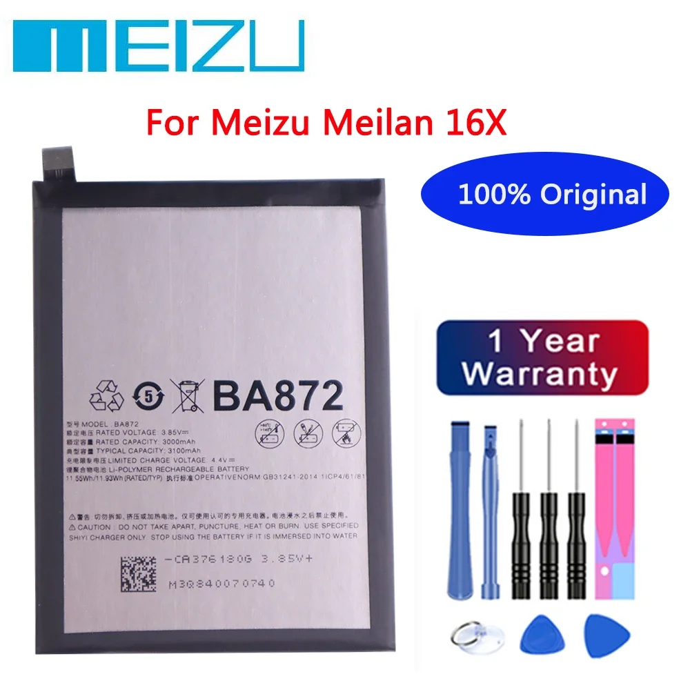 Новый 100% оригинальный аккумулятор BA872 для Meizu Meilan 16X M1872 M872H M872Q телефона 3060 мАч +