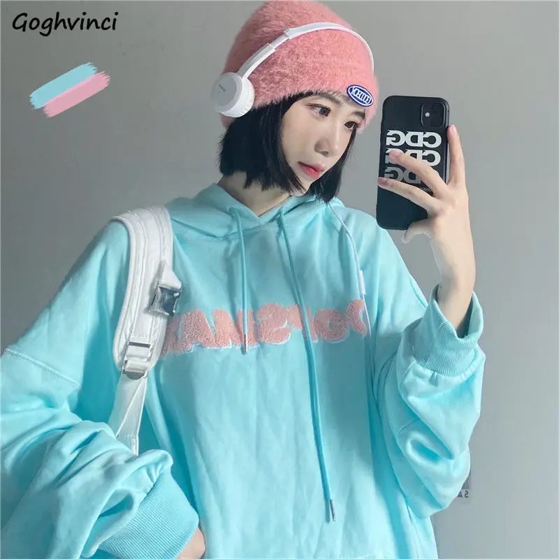 

Hoodies Women All-match Draw String Spring Leisure Sweatshirt Hooded Pullovers Harajuku Female Clothing Ulzzang Daily Hot Sale