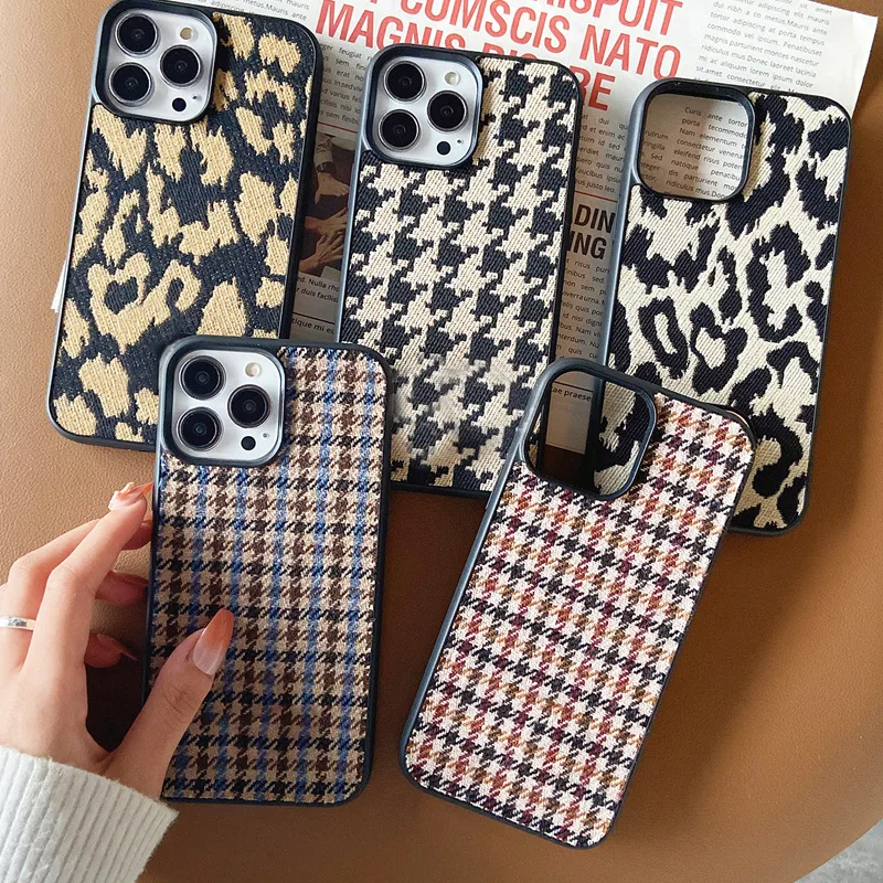 

Luxury Retro Thousand Bird Grid Pattern Couple Phone Cover Case For Iphone 14 13 12 11 Pro Max Xr Full Encirclement Coque Fundas