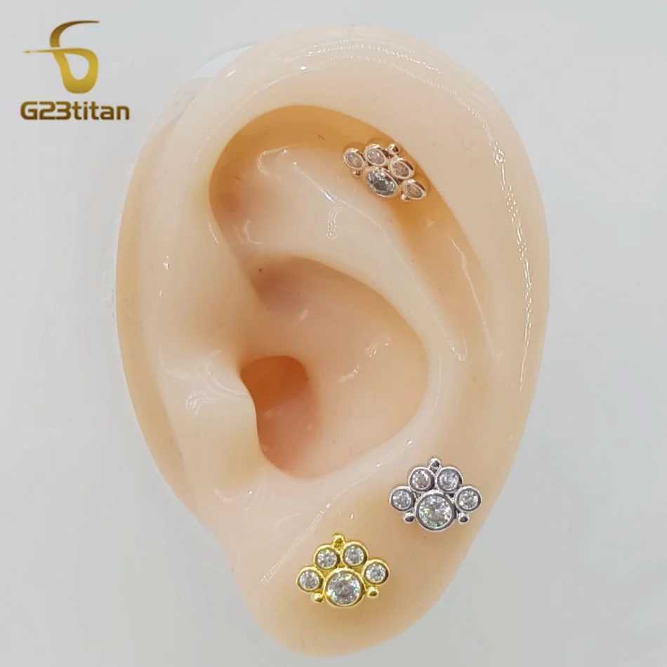 Серьги-гвоздики G23titan из титановой стали в форме медвежьей лапы ювелирные
