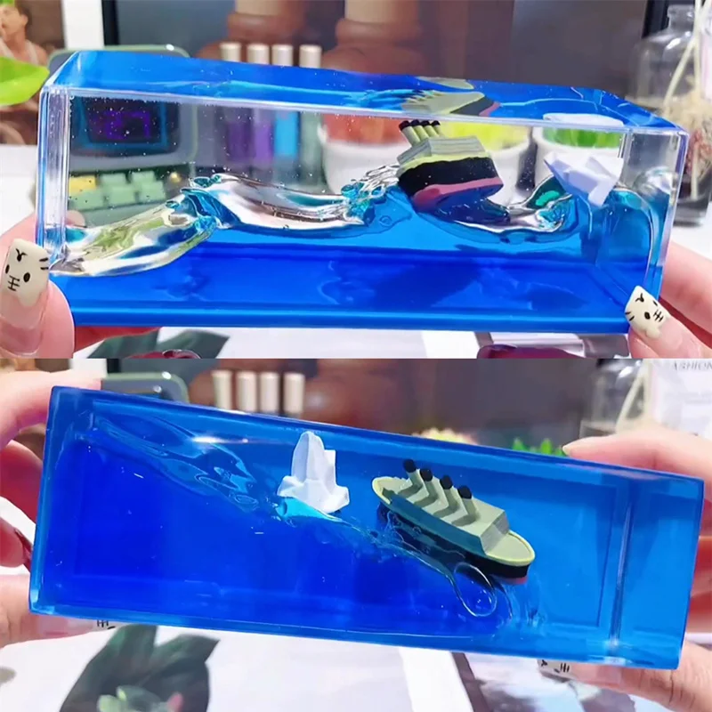 Круизный лайнер бутылка с жидкостью для дрифта песочные часы Титаник черный