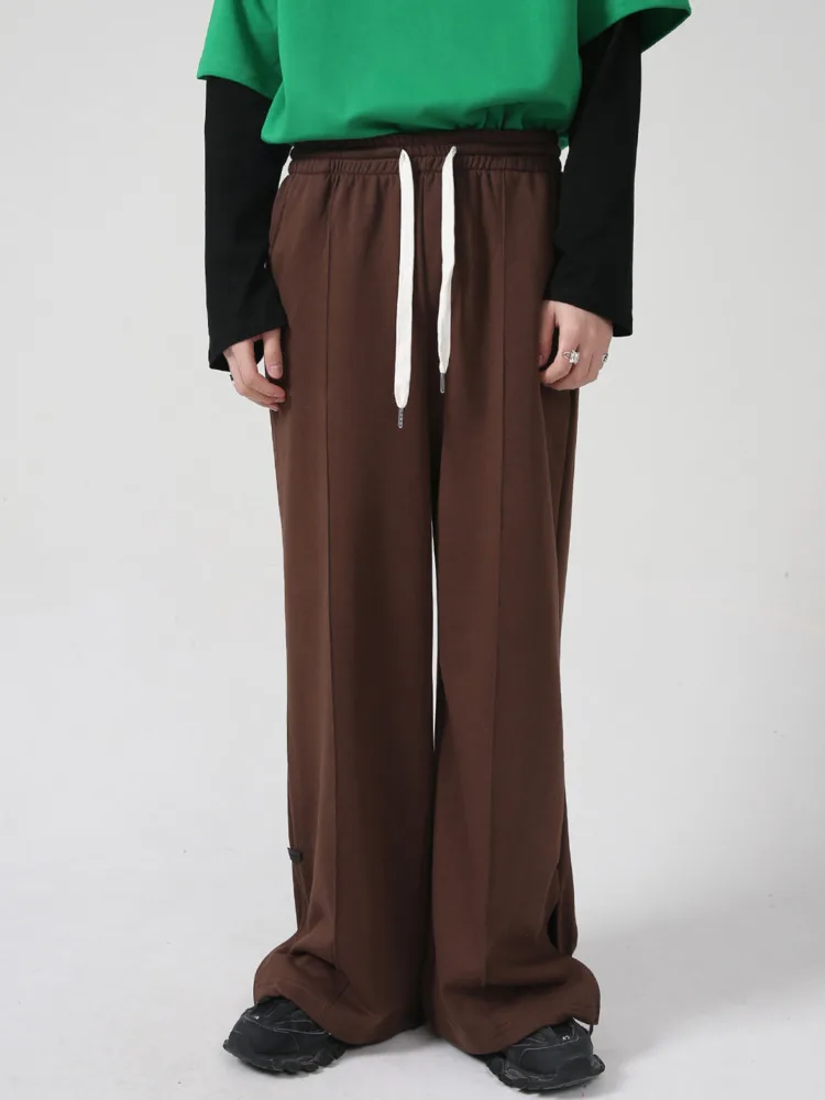 

Брюки SYUHGFA мужские с широкими штанинами, прямые повседневные свободные штаны с разрезом, с эластичным поясом, весна-осень 2022