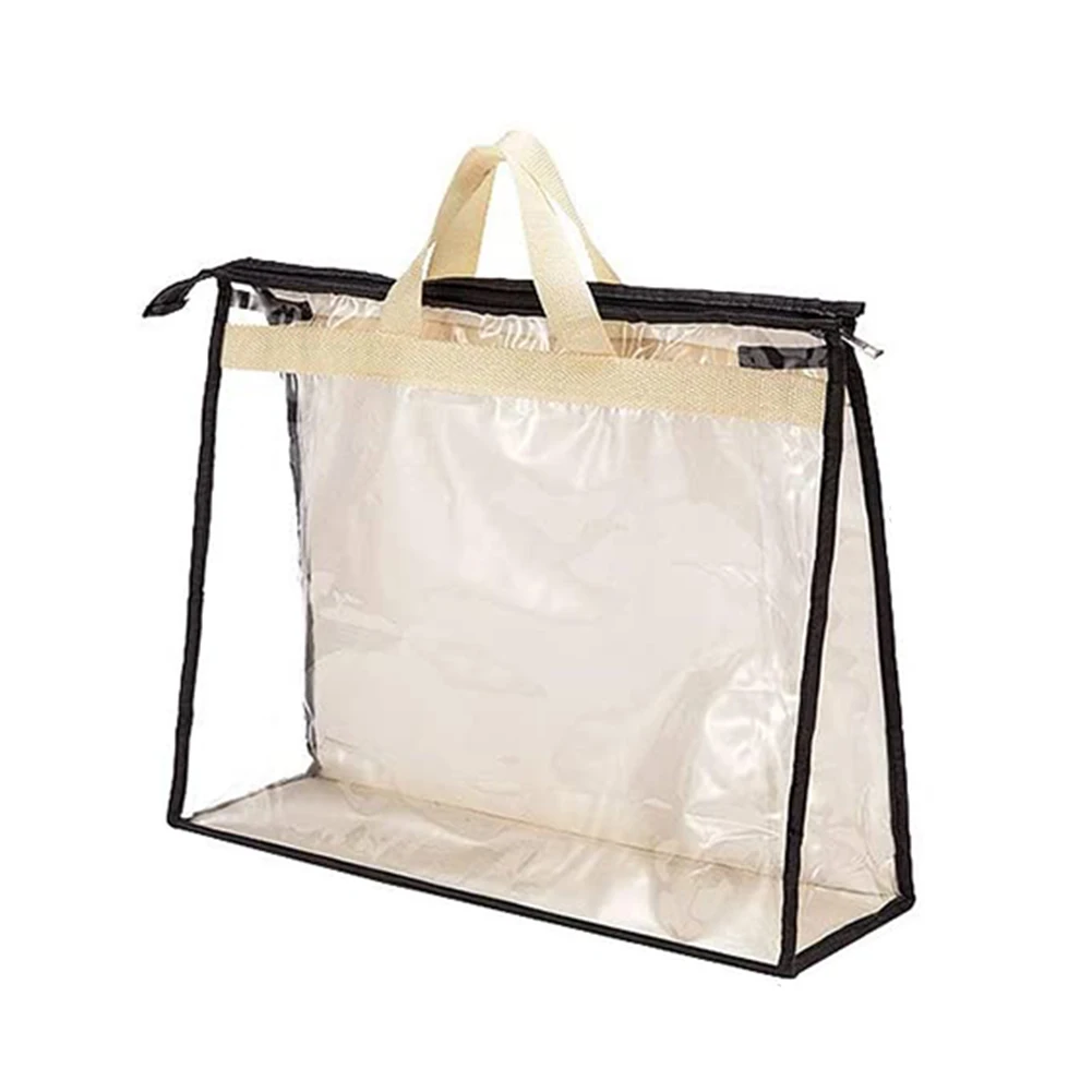 

Home With Handle Closet Hanging Handbag Organizer Washable Moistureproof Zipper Protective Transparent Bag Storage Dust Proof