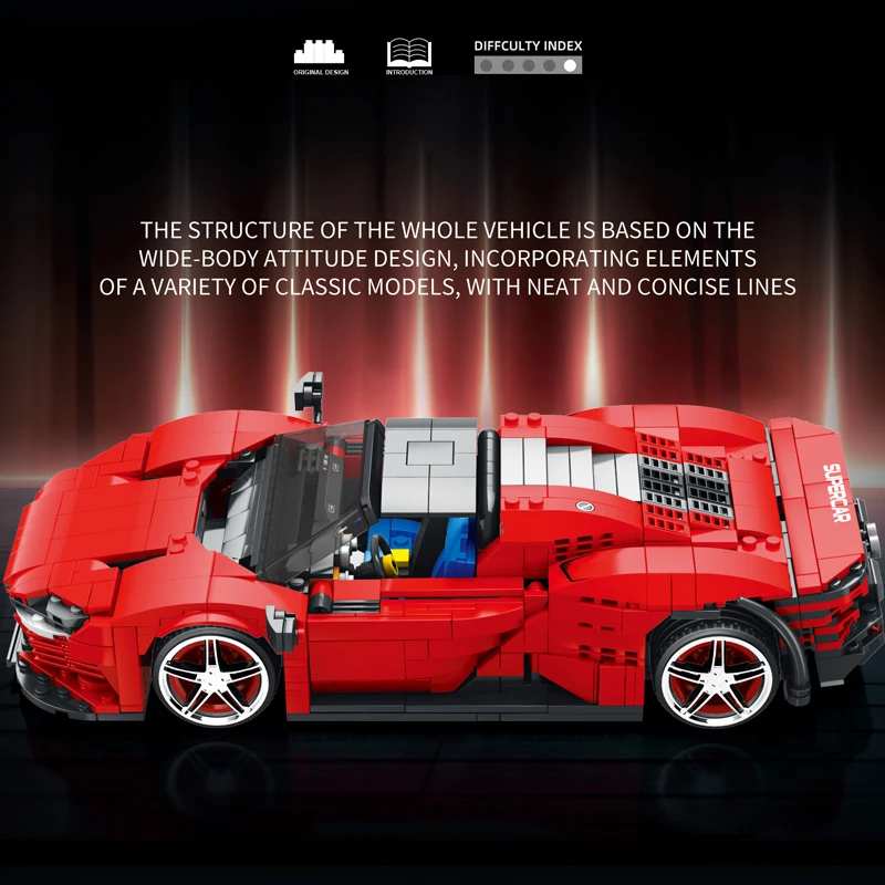 Супер красный гоночный спортивный технический автомобиль MOC модель