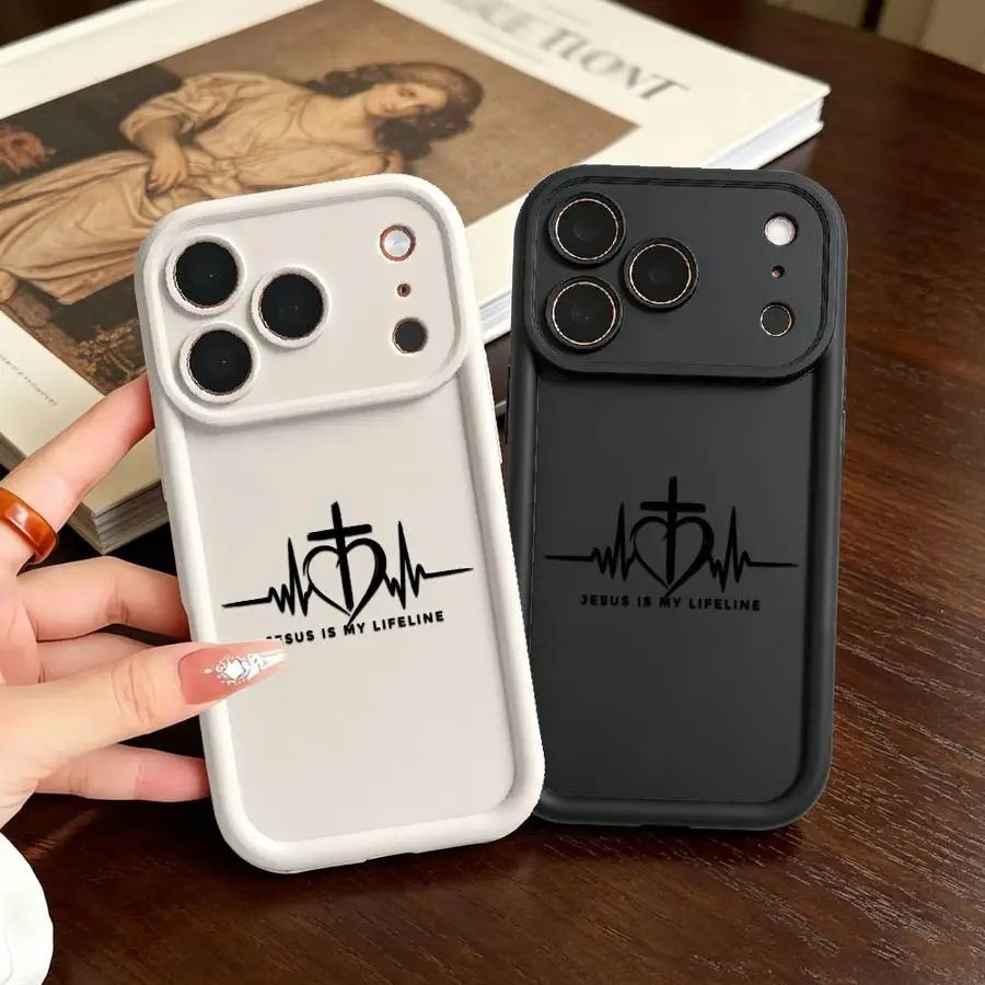 Фото Чехол для телефона Apple iPhone 17 Pro Max 12 15 XS 13 Mini 16 14 Plus XR 16e 11 Air с дизайном «Жизненная линия» и «Крест Иисуса»