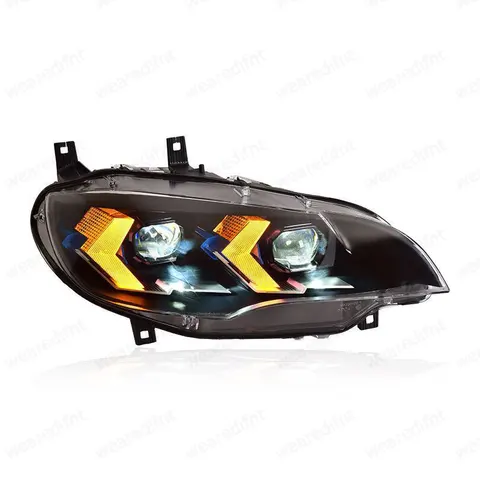 Автомобильные передние фары для BMW X6 E71, светодиодные фары 2008-2013, обновление, 2024, Стайлинг, светодиодные DRL, указатель поворота, фара в сборе