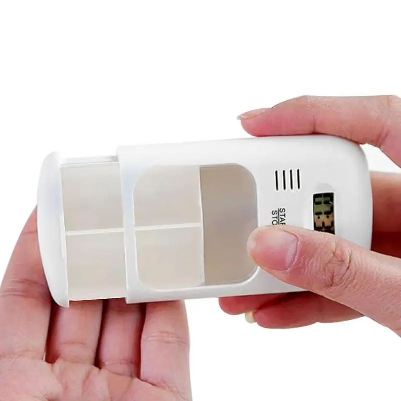 

Pill Dispenser Portable Automatic Pill Box Two Slot Pill Box With Alarm With 0.7 Inches LCD Transparent Card Buckle Holder For
