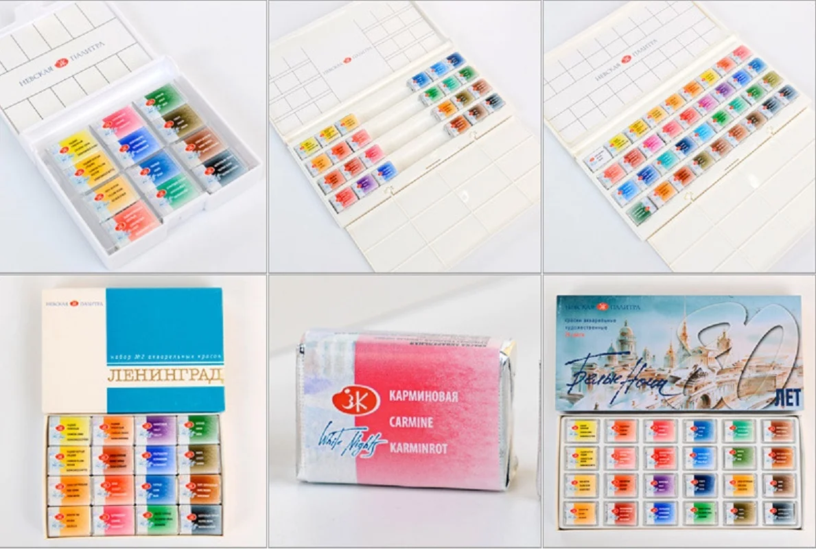 

Russian White Night Solid Watercolor Suit Student aquarela 16/24 Color Artist 12/24/36 Color acuarela Art Supplies School Su