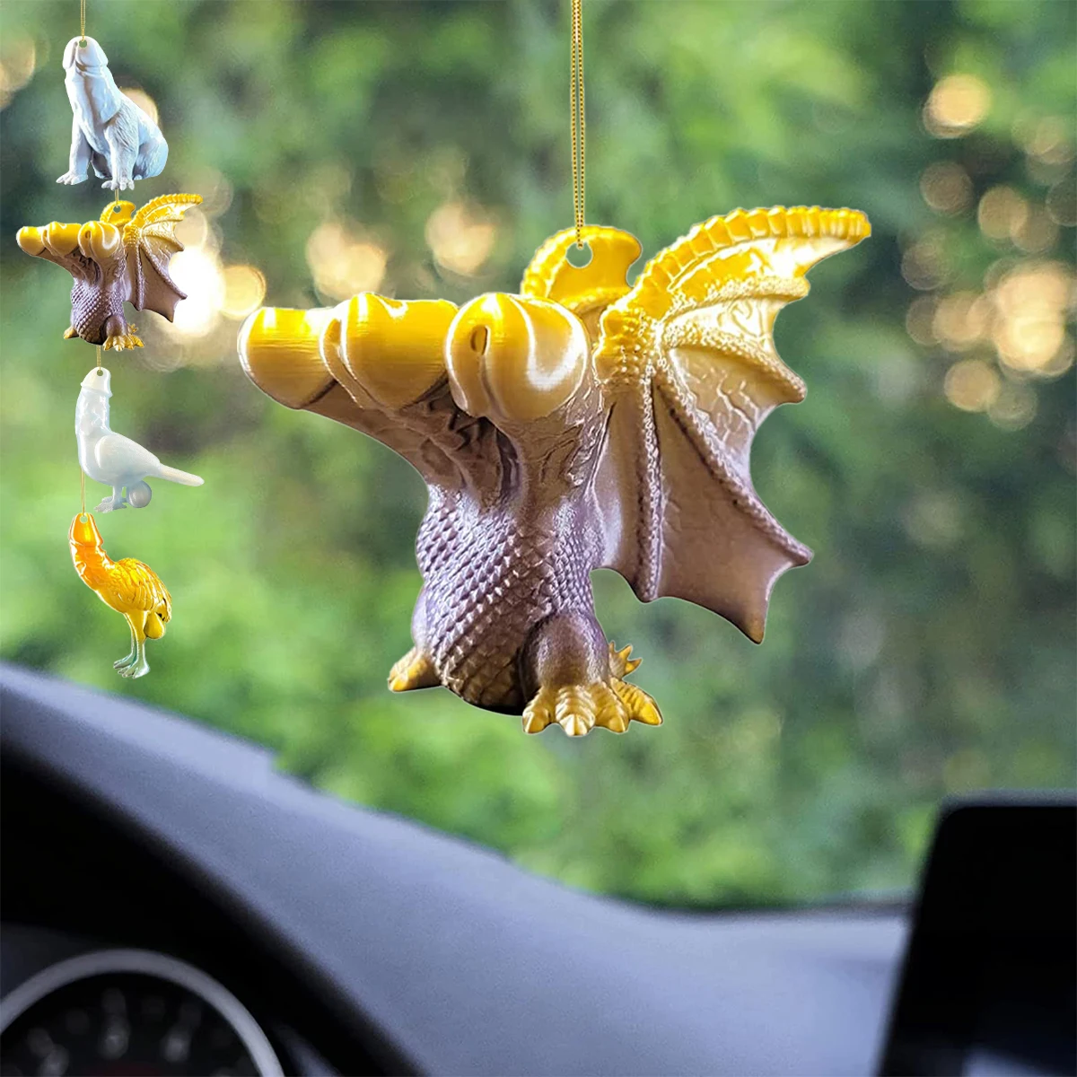 

new Fun Creative Animals Car Hanging Pendant Car Rearview Mirror Dinosaur Hanging Decoration Acrylic Hanging Ornament Car Home