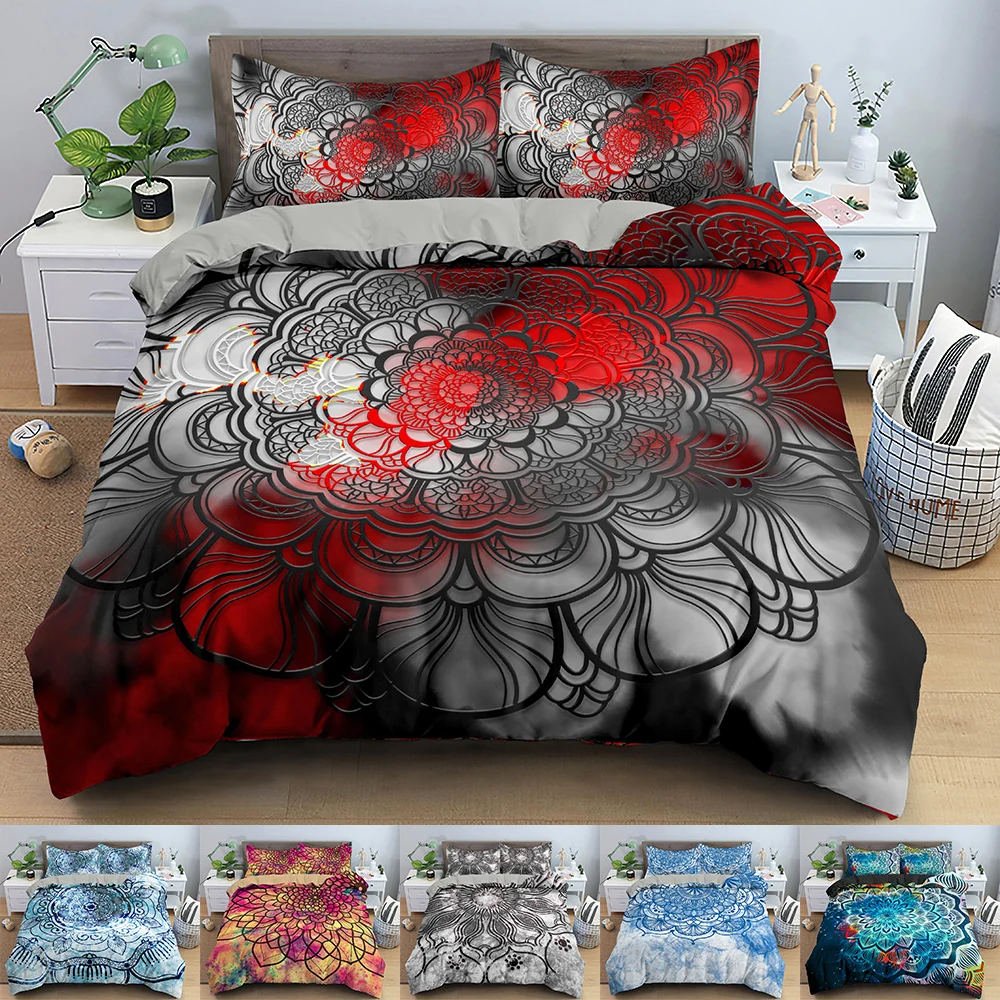 

Mandala Duvet Cover Set Floral Pattern Bedding Set Psychedelic Printed Comforter Cover King Single Double Bedclothes For Bedroom