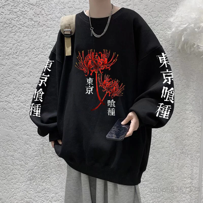 Tokyo Ghoul Spider Lily Anime Hoodie Unisex Hip Hop Pullovers Tops Loose Long Sleeves Sweatshirts Kanekiken Manga Man Clothes