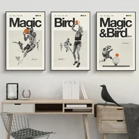 vintage basketball canvas painting magic johnson larry bird inspired poster prints retro wall art picture nordic home deco