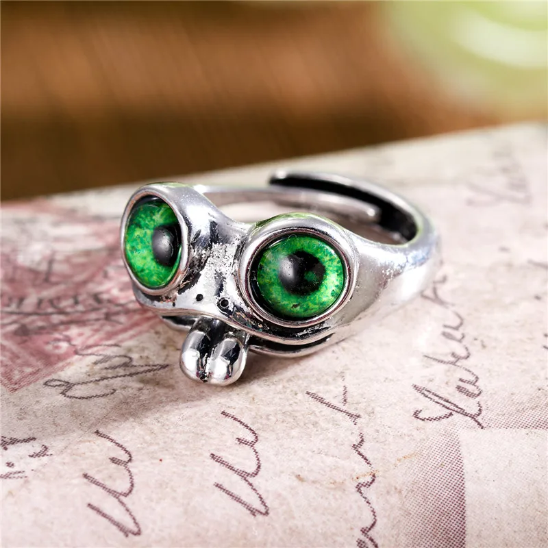 

Cute Tongue-sticking Frog Rings For Women Men Fashion Retro Silver Color Frogs Animal Finger Open Ring Party Jewelry Accessories