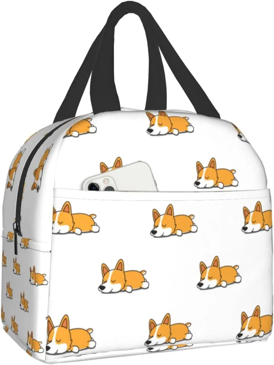 

Милый Ланч-бокс корги для собак, коробка для бенто, изолированный Ланч-бокс, Многоразовые водонепроницаемые Ланч-боксы с передним карманом ...