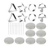 promotion 24 pcs squid cookie cutter game set mini biscuits molds triangle circle star umbrella shapes with tin box needle