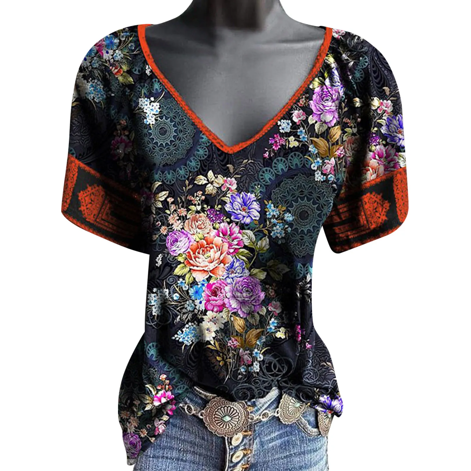 

Tops For Women Short Sleeve Summer Fashion Casual Trendy Printed Tee Womens Cotton Short Sleeve Tees Women White Long Sleeve