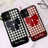 fashion black red bow plaid phone case pctpu for iphone 13 6s 7 8 plus x xs max xr 11 12 mini pro luxury