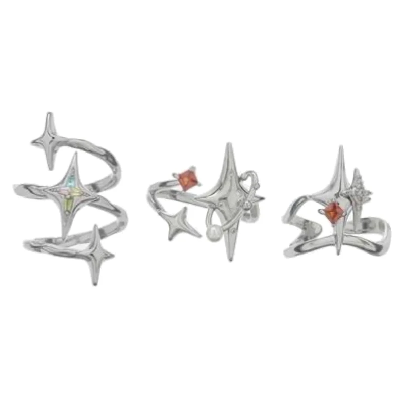 

Harajuku Y2k Accessories Star Irregular Crystal Rings for Women Unisex Couple Engagement Ring Party Jewelry 264E