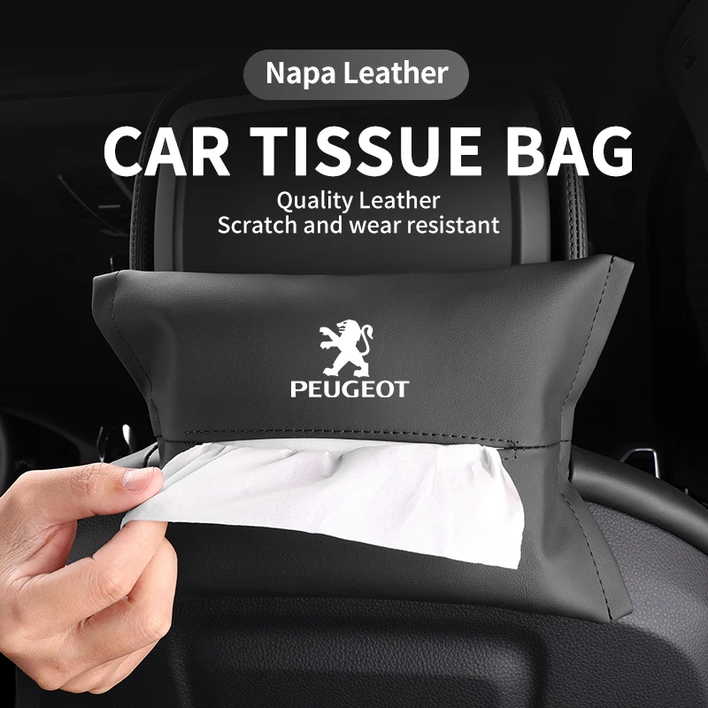

Car Tissue Bag Hanging Storage Sun Visor Tissue Box Seat Back Paper Towel Storage Bag For Peugeot 407 508 2008 5008 307 308 300